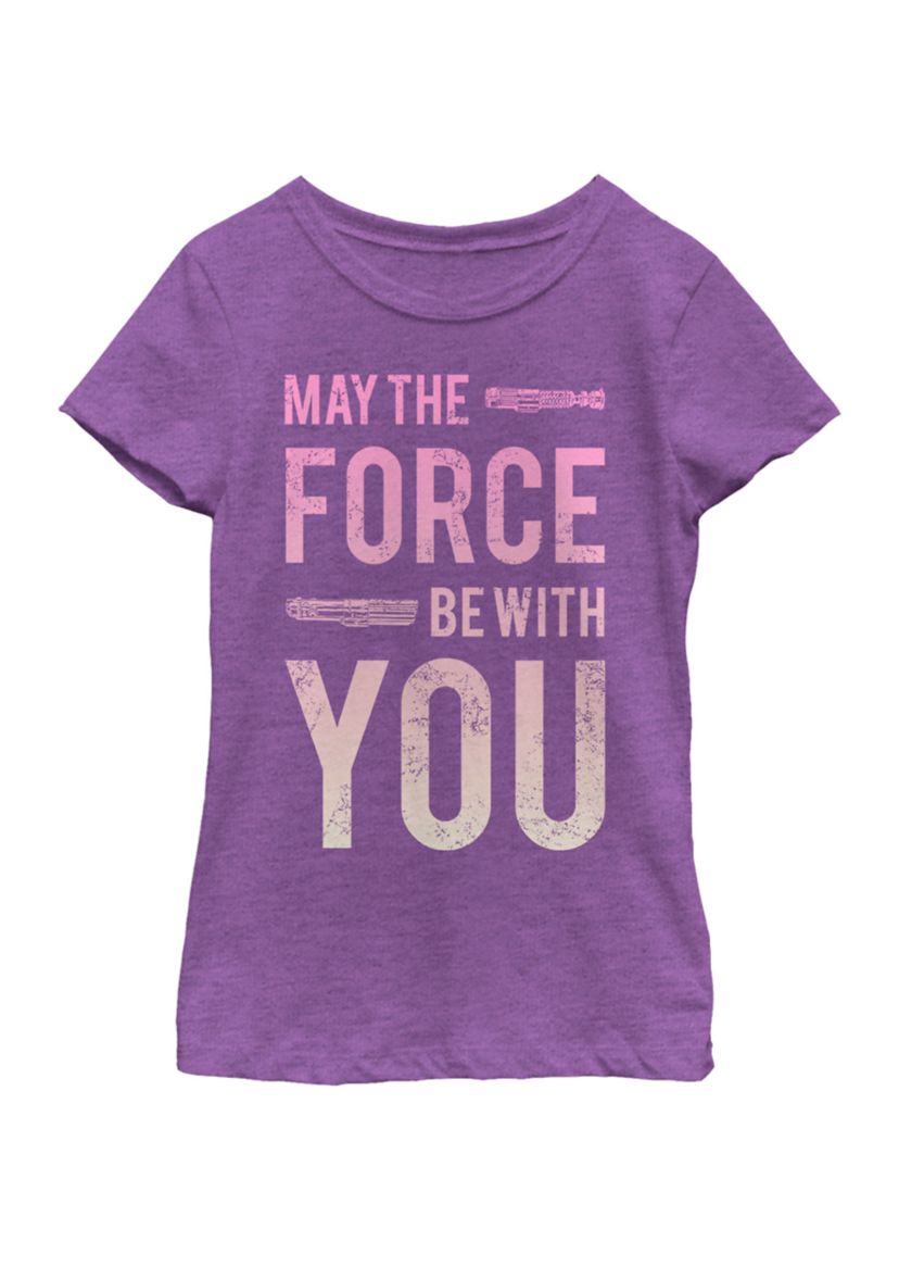 Girls 7-16 Force Be With You Lightsaber Short Sleeve Graphic T-Shirt