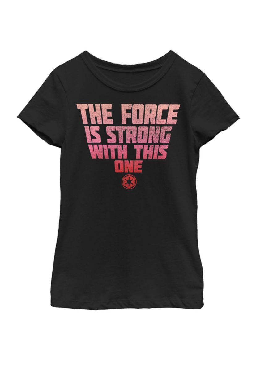 Girls 7-16 Deep Red Force Is Strong Short Sleeve T-Shirt