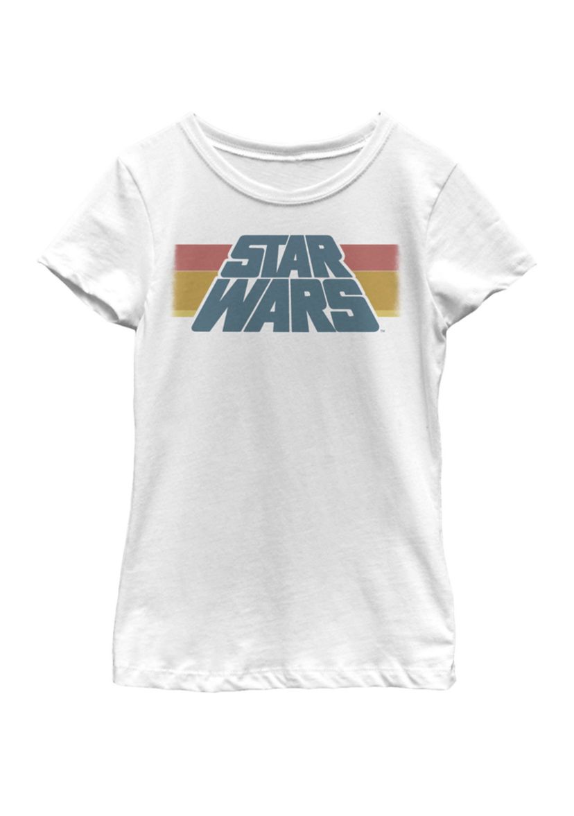 Girls 7-16 Vintage Slanted Logo Retro Striped Short Sleeve Graphic T-Shirt 