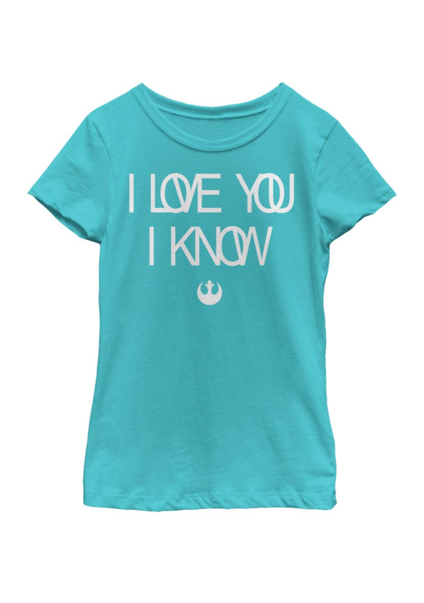  Girls 7-16 Love You I Know Rebel Symbol Short Sleeve Graphic T-Shirt 