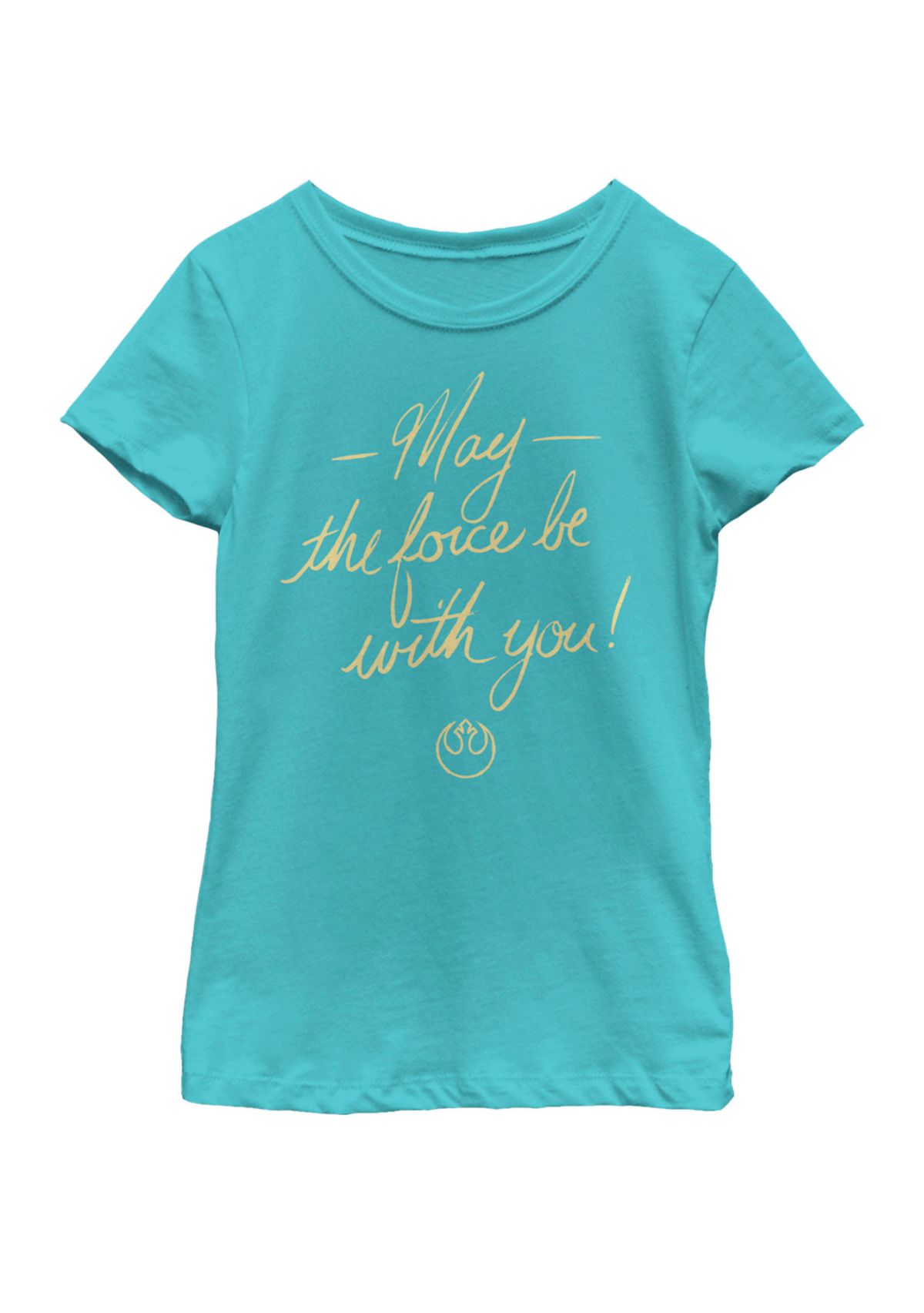 Girls 7-16 May Force Be Cursive Script Short Sleeve Graphic T-Shirt 