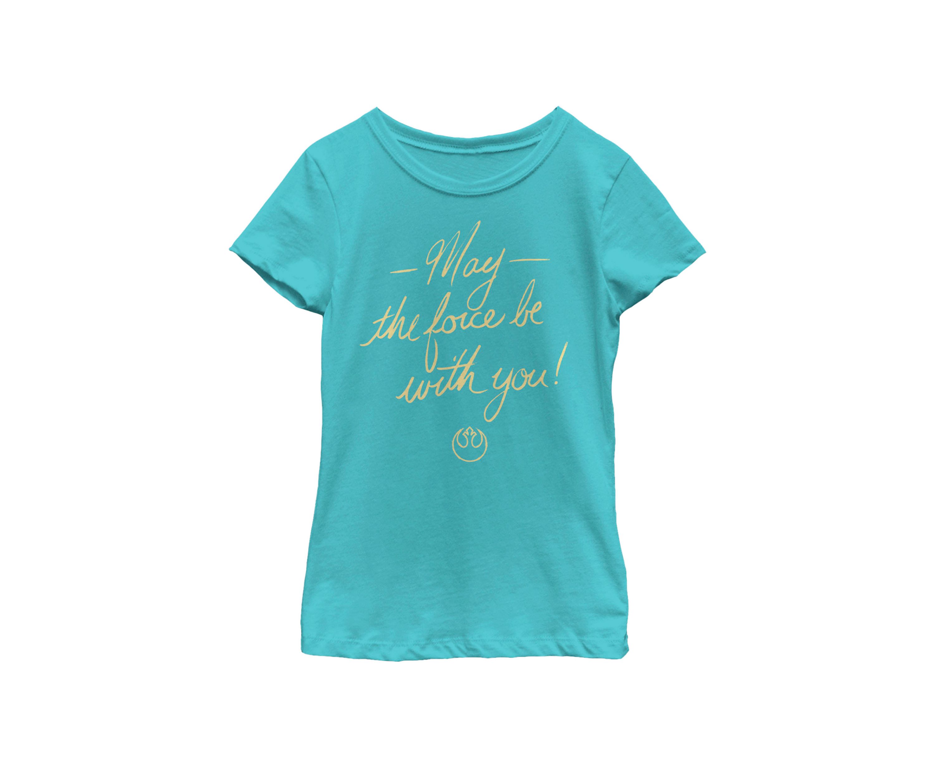 Girls 7-16 May Force Be Cursive Script Short Sleeve Graphic T-Shirt 