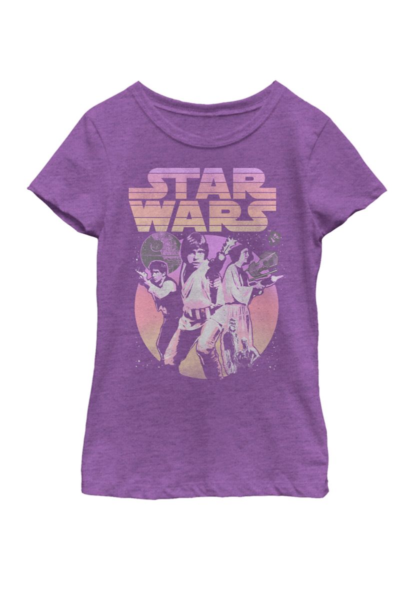 Girls 7-16 Retro Gradient Group Poster Short Sleeve Graphic T-Shirt 