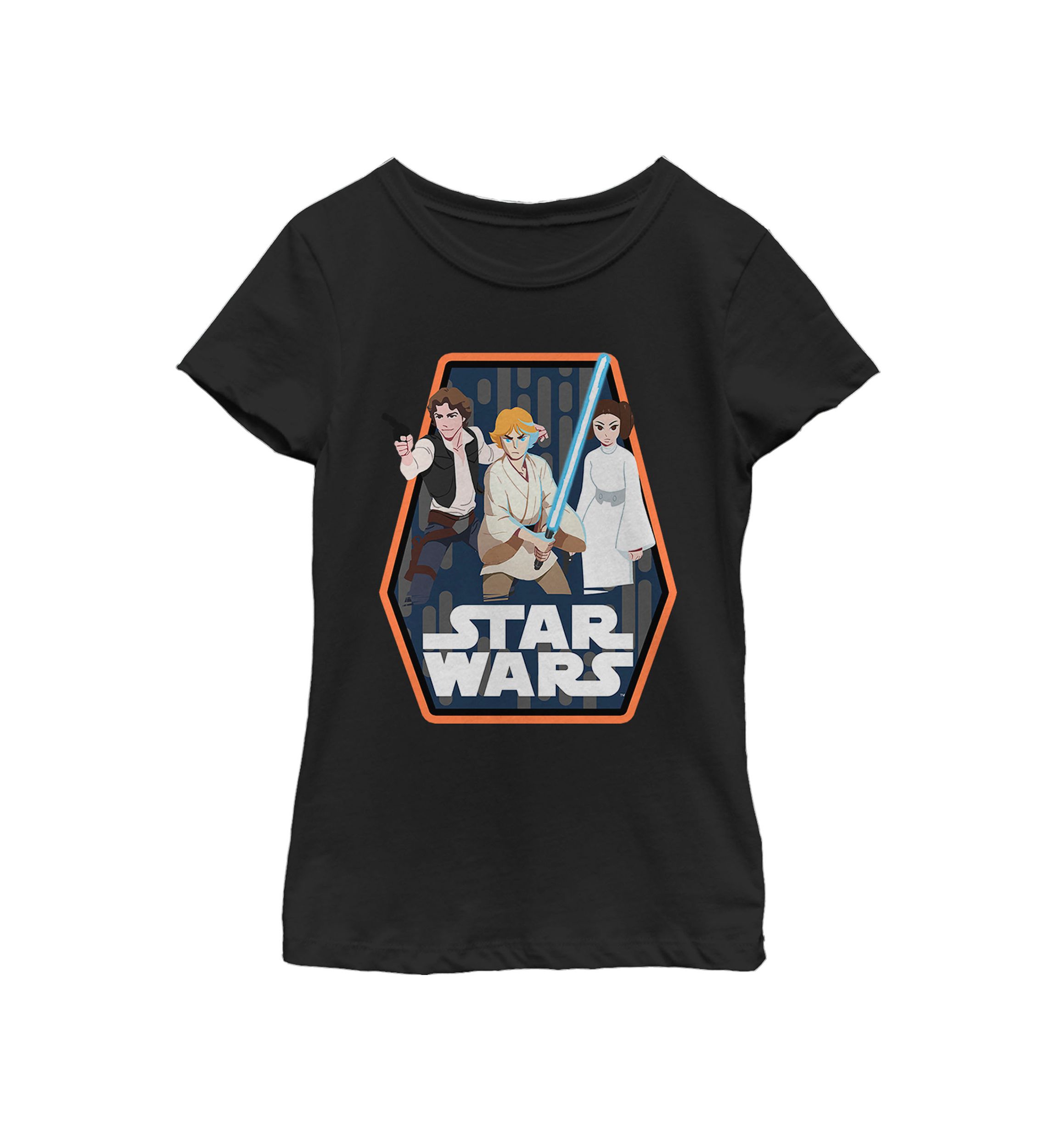  Girls 7-16 Galaxy Of Adventures Han Luke Leia B1P Short Sleeve Graphic T-Shirt 