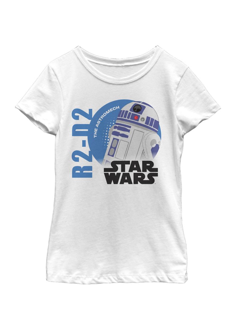 Girls 7-16 Galaxy Of Adventures Logo R2-D2 Circle G1P Short Sleeve Graphic T-Shirt 