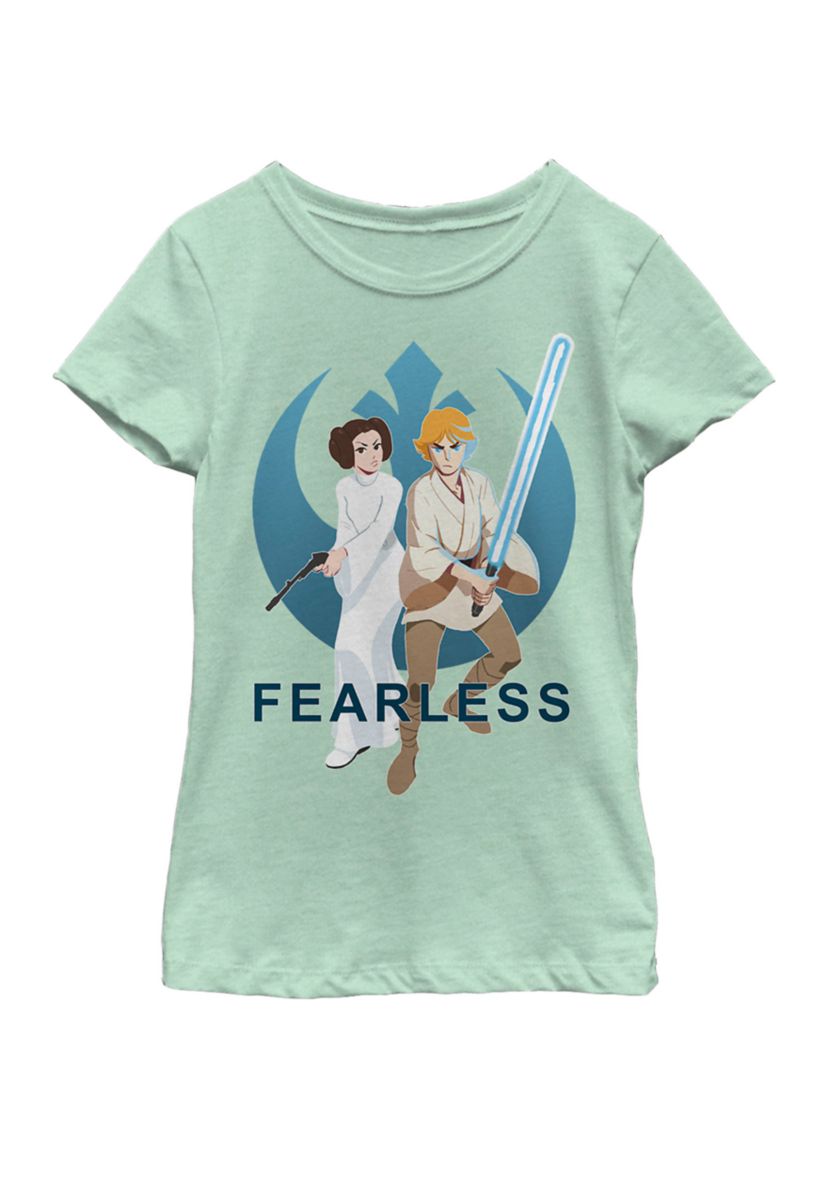  Girls 7-16 Galaxy Of Adventures Leia Luke Rebels G1P Short Sleeve Graphic T-Shirt 