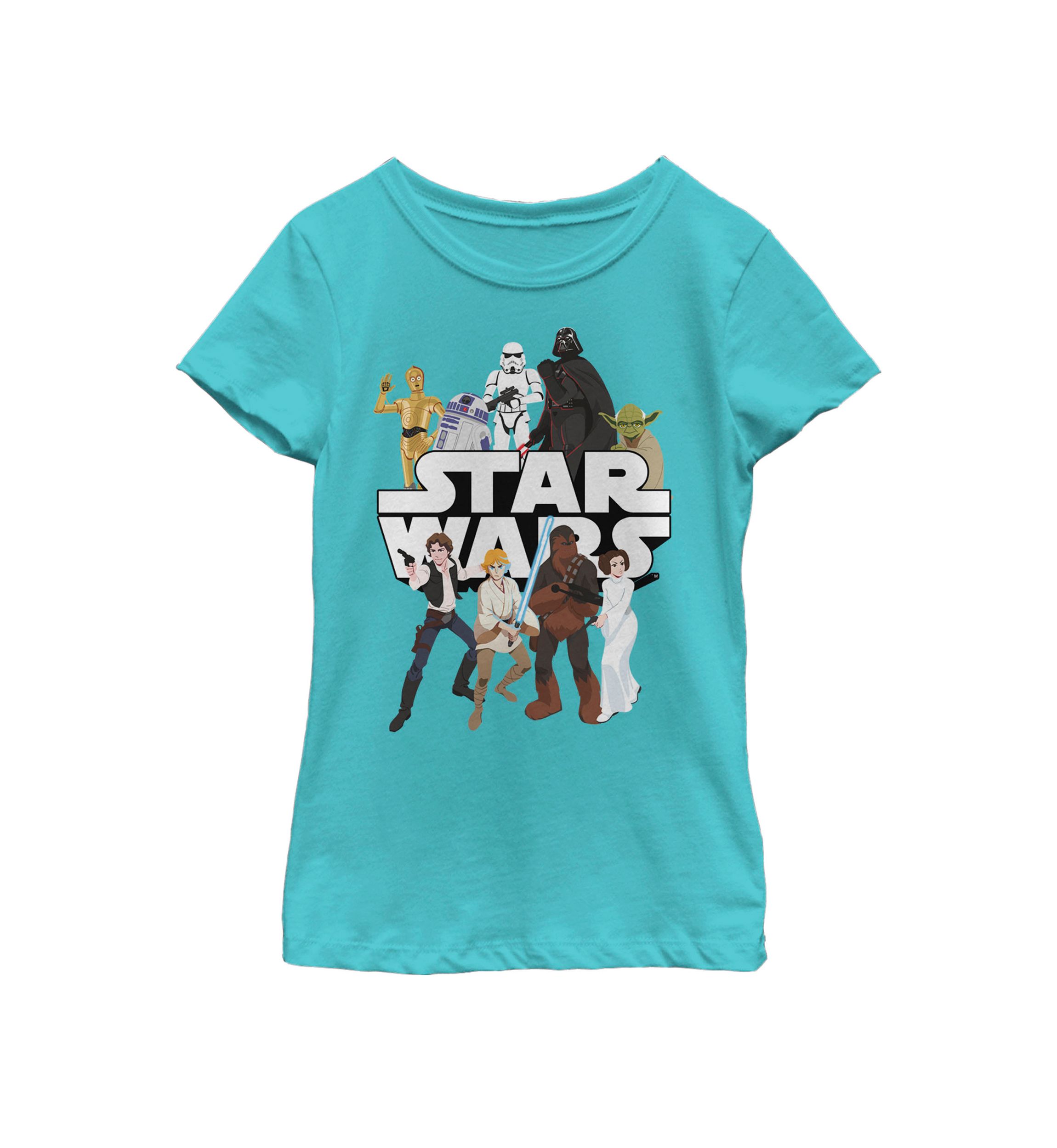 Girls 7-16 Galaxy Of Adventures Logo Group Shot G1P Short Sleeve Graphic T-Shirt 