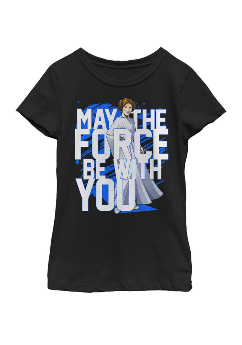  Girls 7-16 Force Be With You Princess Leia Short Sleeve T-Shirt 
