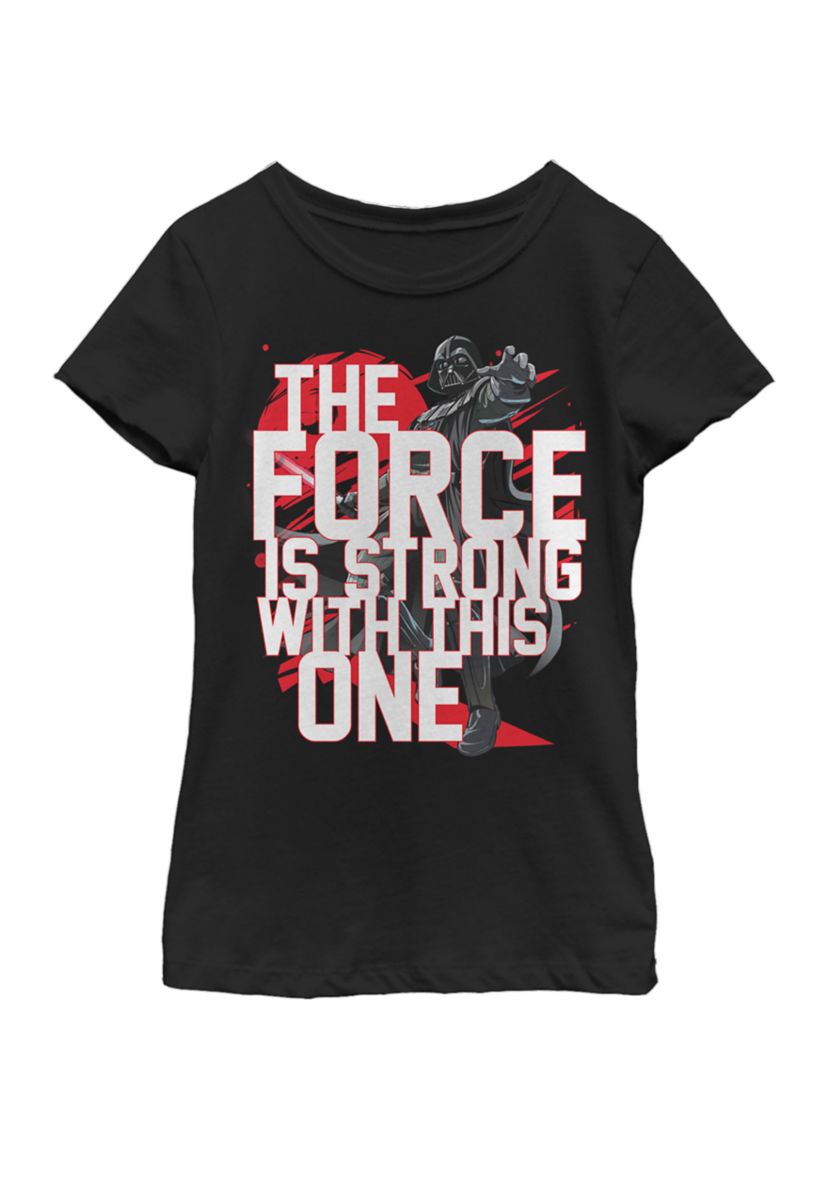 Girls 7-16 Force Is Strong Darth Vader Short Sleeve Graphic T-Shirt 