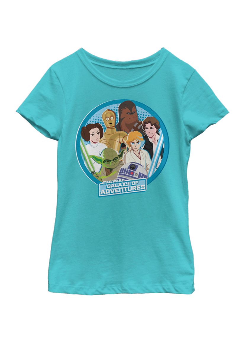  Girls 7-16 Galaxy Of Adventures Circle Group Shot Short Sleeve T-Shirt 