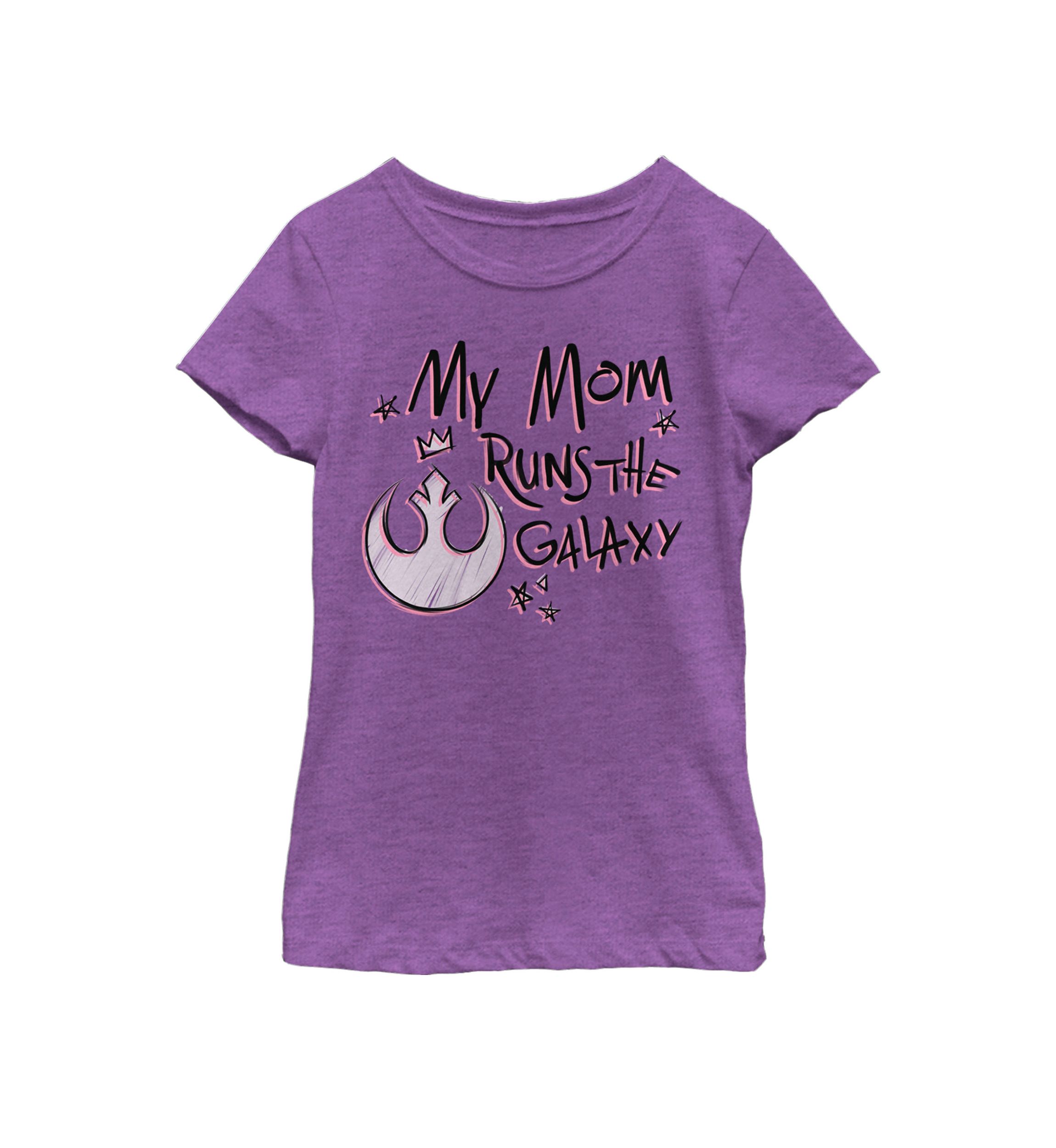 Girls 7-16 My Mom Runs The Galaxy Pink Rebel Logo Short Sleeve Graphic T-Shirt 