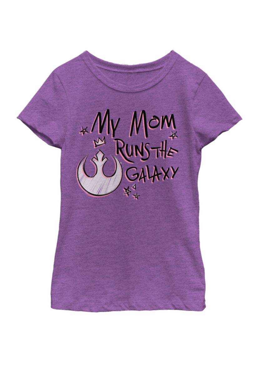 Girls 7-16 My Mom Runs The Galaxy Pink Rebel Logo Short Sleeve Graphic T-Shirt 