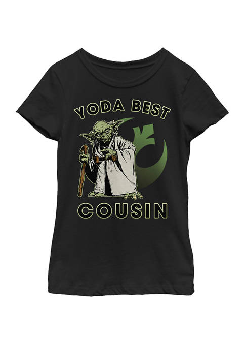 Girls 7-16 Yoda Best Cousin Rebel Logo Short Sleeve T-Shirt