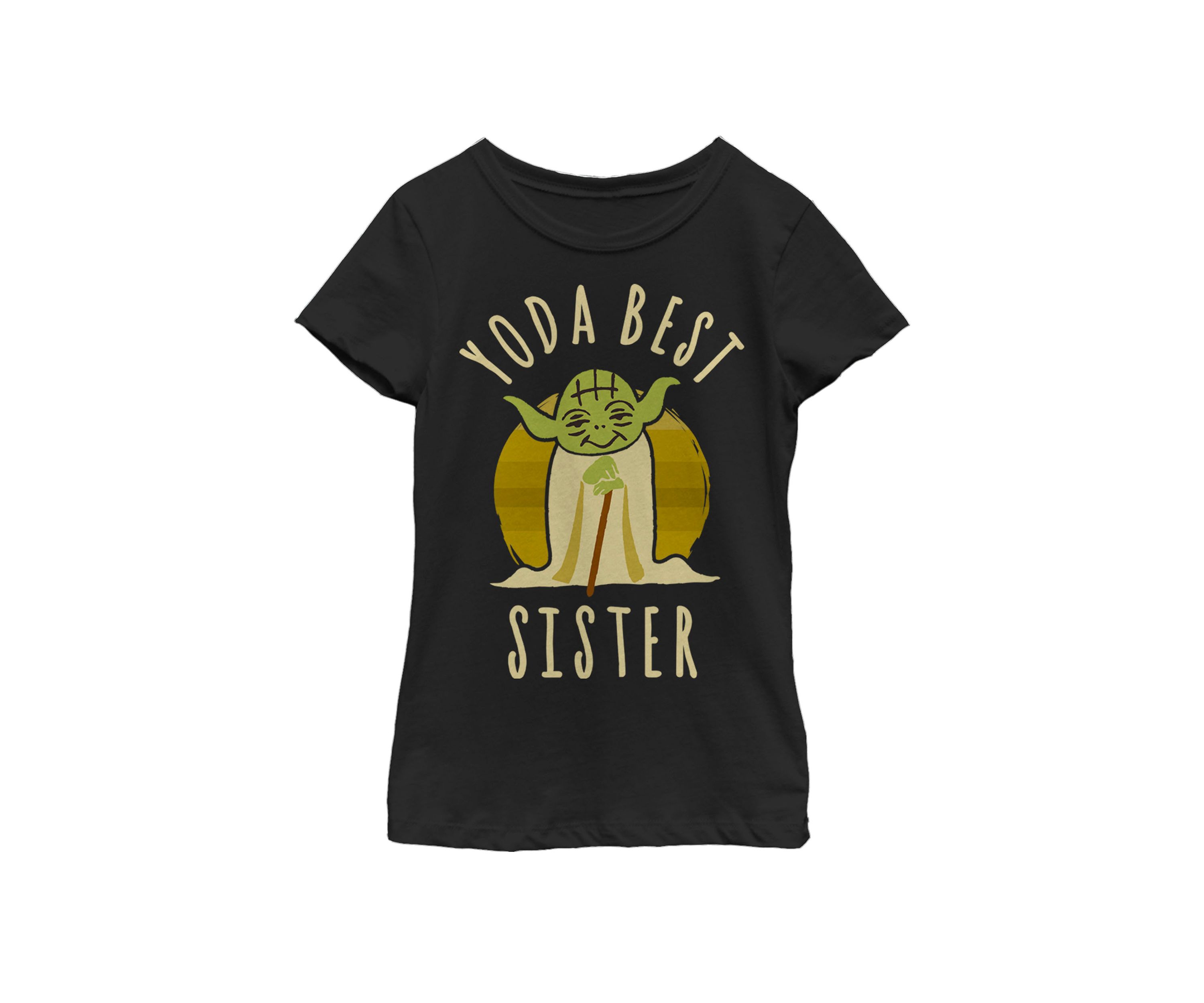 Girls 7-16 Yoda Best Sister Cartoon Yoda Short Sleeve T-Shirt 