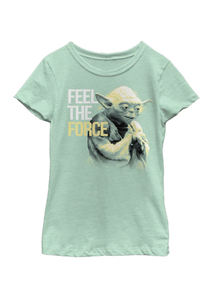 Girls 7-16 Feel The Force Yoda Short Sleeve Graphic T-Shirt 