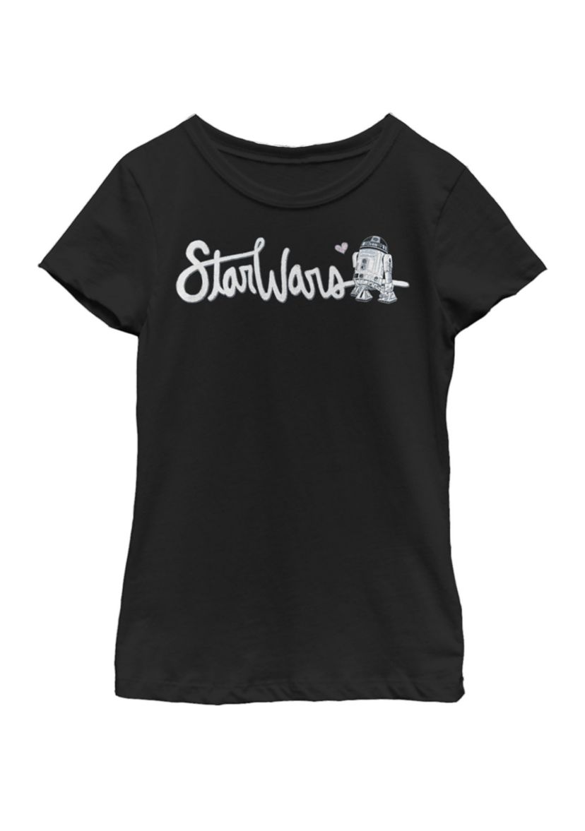 Girls 7-16 R2-D2 Cursive Text Short Sleeve Graphic T-Shirt