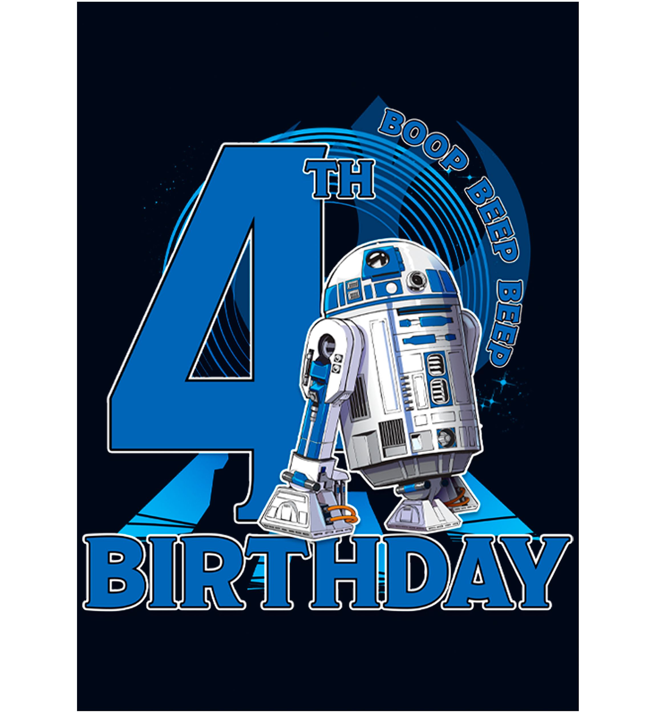 Girls 46x Star Wars 4th Birthday With R2D2 Graphic Top