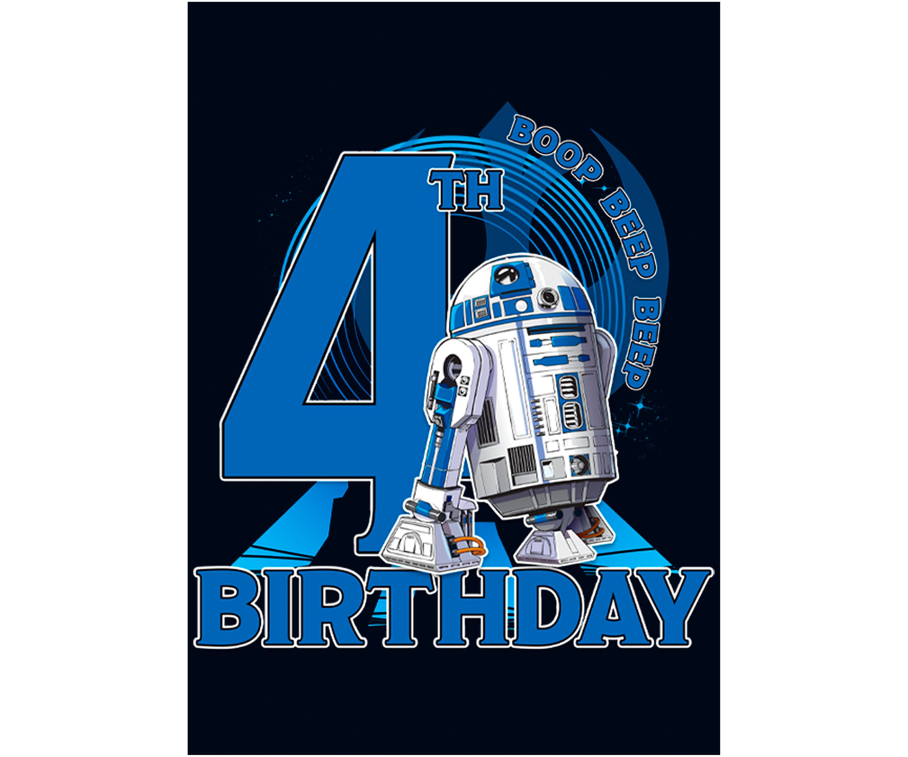 Girls 46x Star Wars 4th Birthday With R2D2 Graphic Top