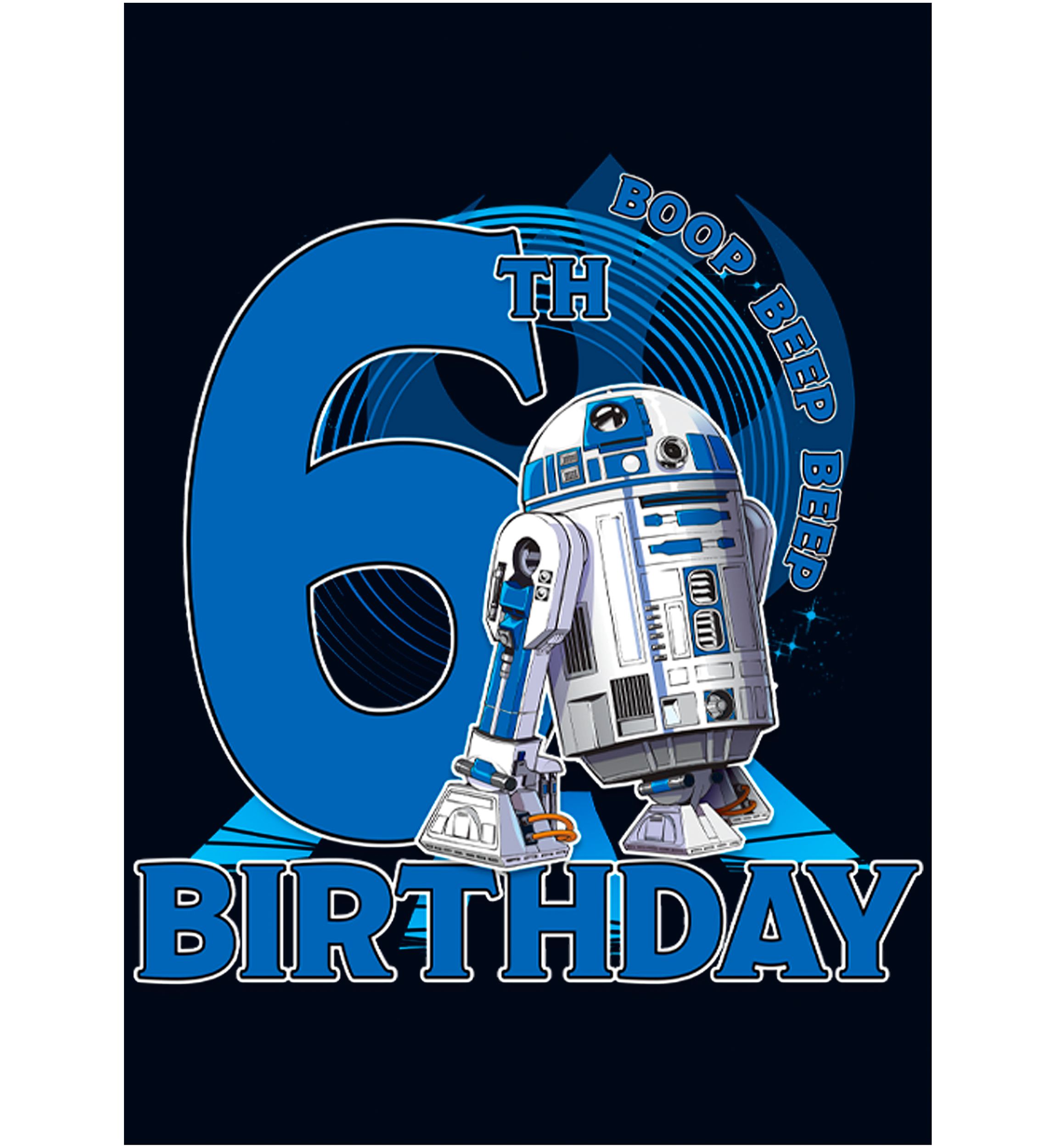 Girls 46x Star Wars 6th Birthday With R2D2 Graphic Top