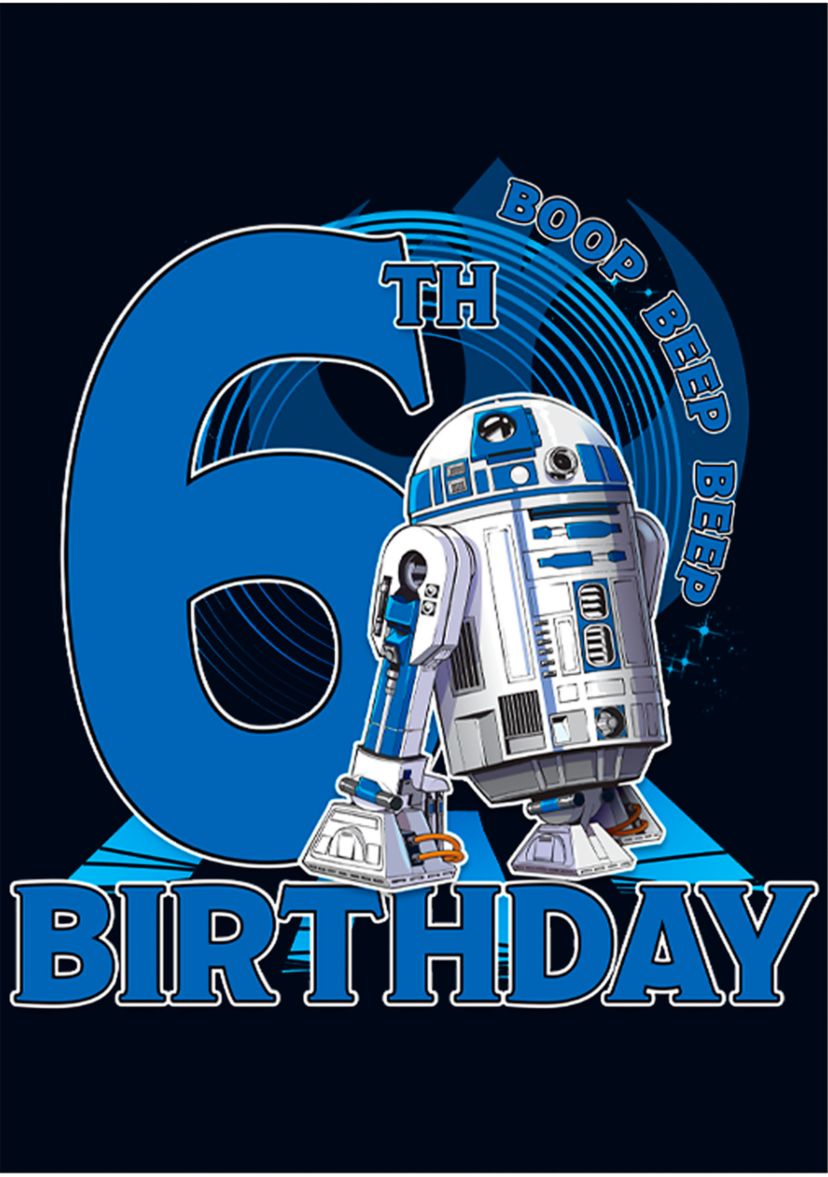 Girls 46x Star Wars 6th Birthday With R2D2 Graphic Top
