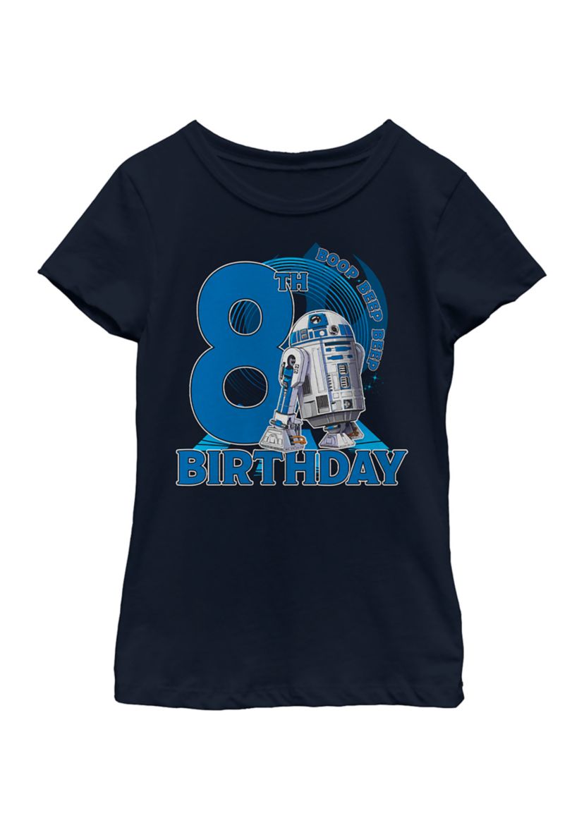 Girls 46x Star Wars 8th Birthday With R2D2 Graphic Top