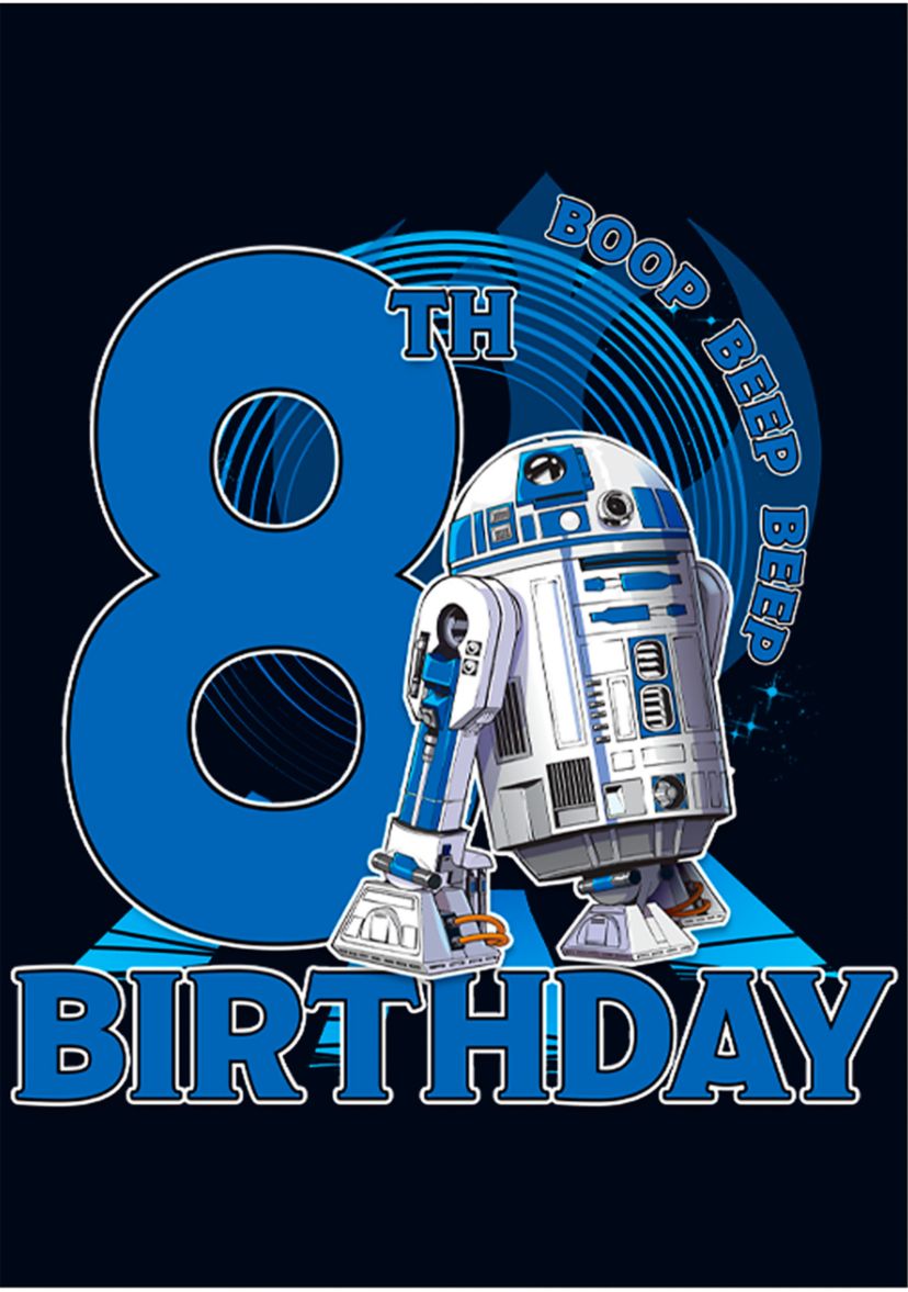 Girls 46x Star Wars 8th Birthday With R2D2 Graphic Top