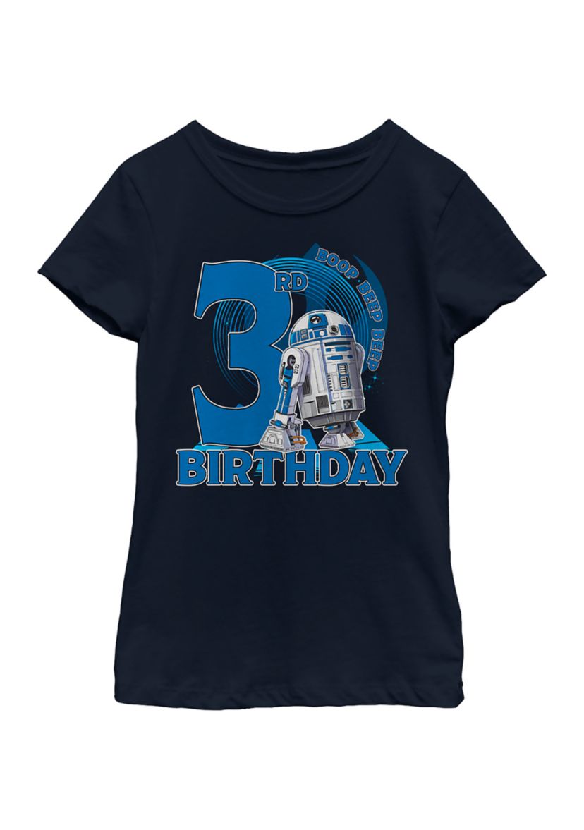 Girls 46x Star Wars 3rd Birthday With R2D2 Graphic Top