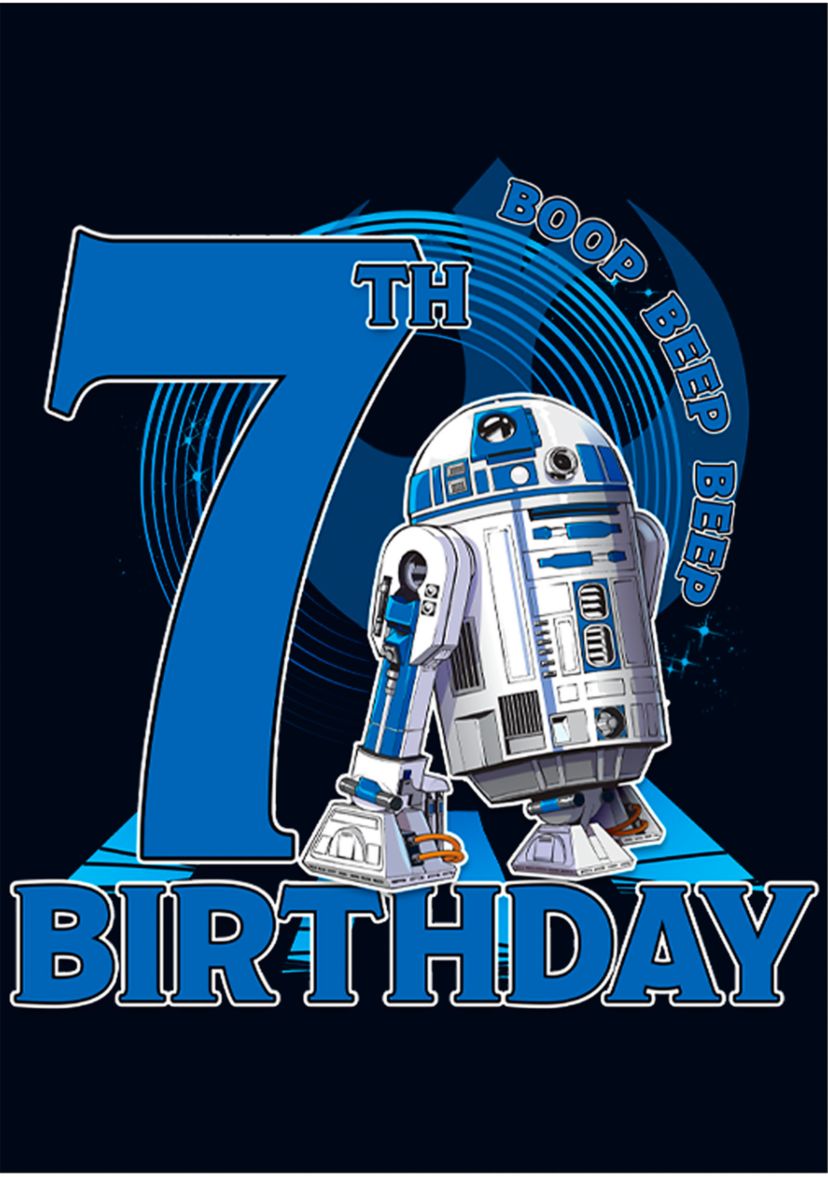 Girls 46x Star Wars 7th Birthday With R2D2 Graphic Top