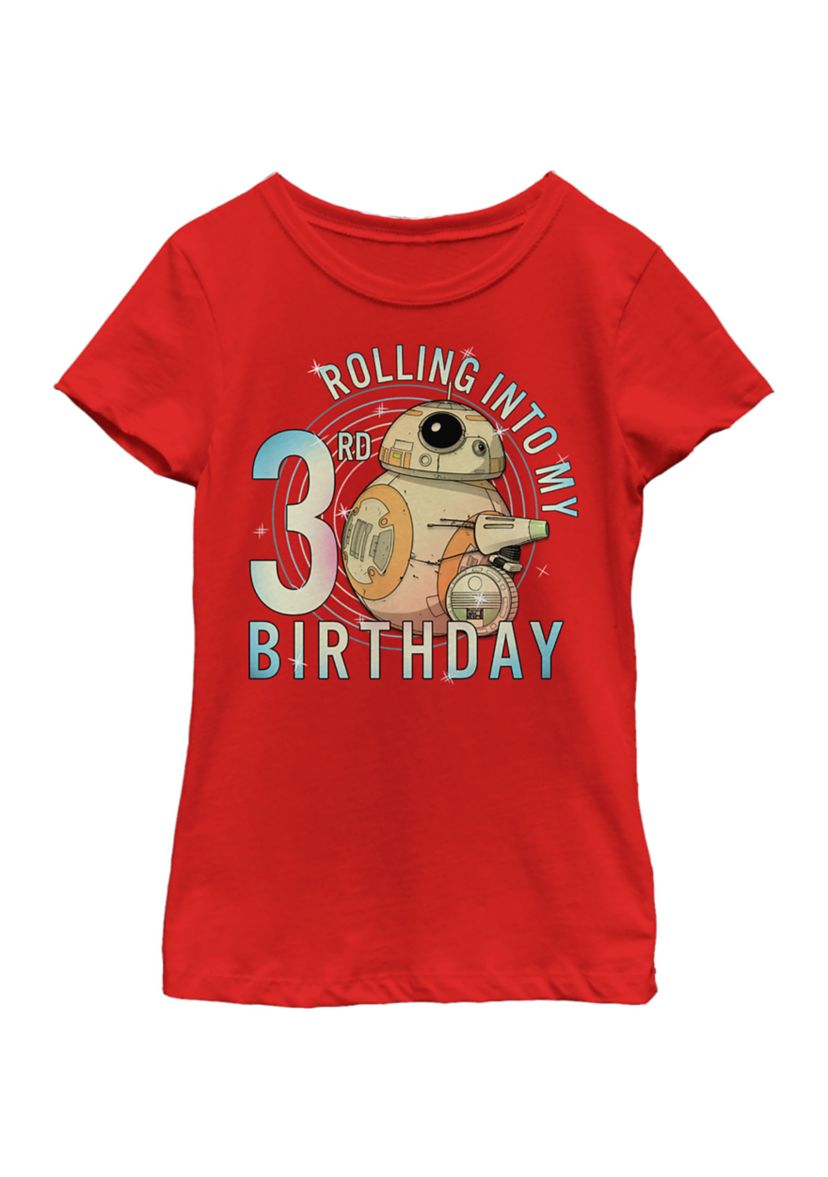 Girls 46x Star Wars Rolling Into My 3rd Birthday Graphic Top