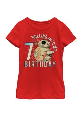 FIFA Girls 46x Star Wars Rolling Into My 7th Birthday Graphic Top, Red, Medium -  0195156895881