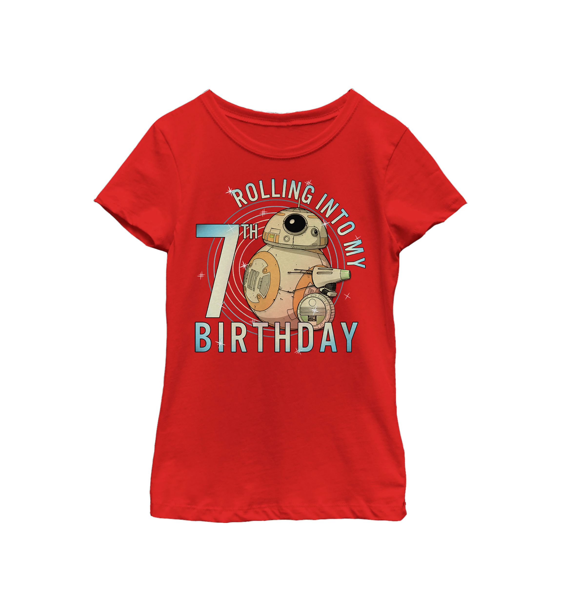 Girls 46x Star Wars Rolling Into My 7th Birthday Graphic Top