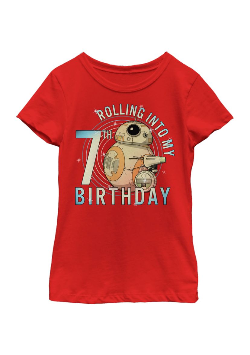 Girls 46x Star Wars Rolling Into My 7th Birthday Graphic Top