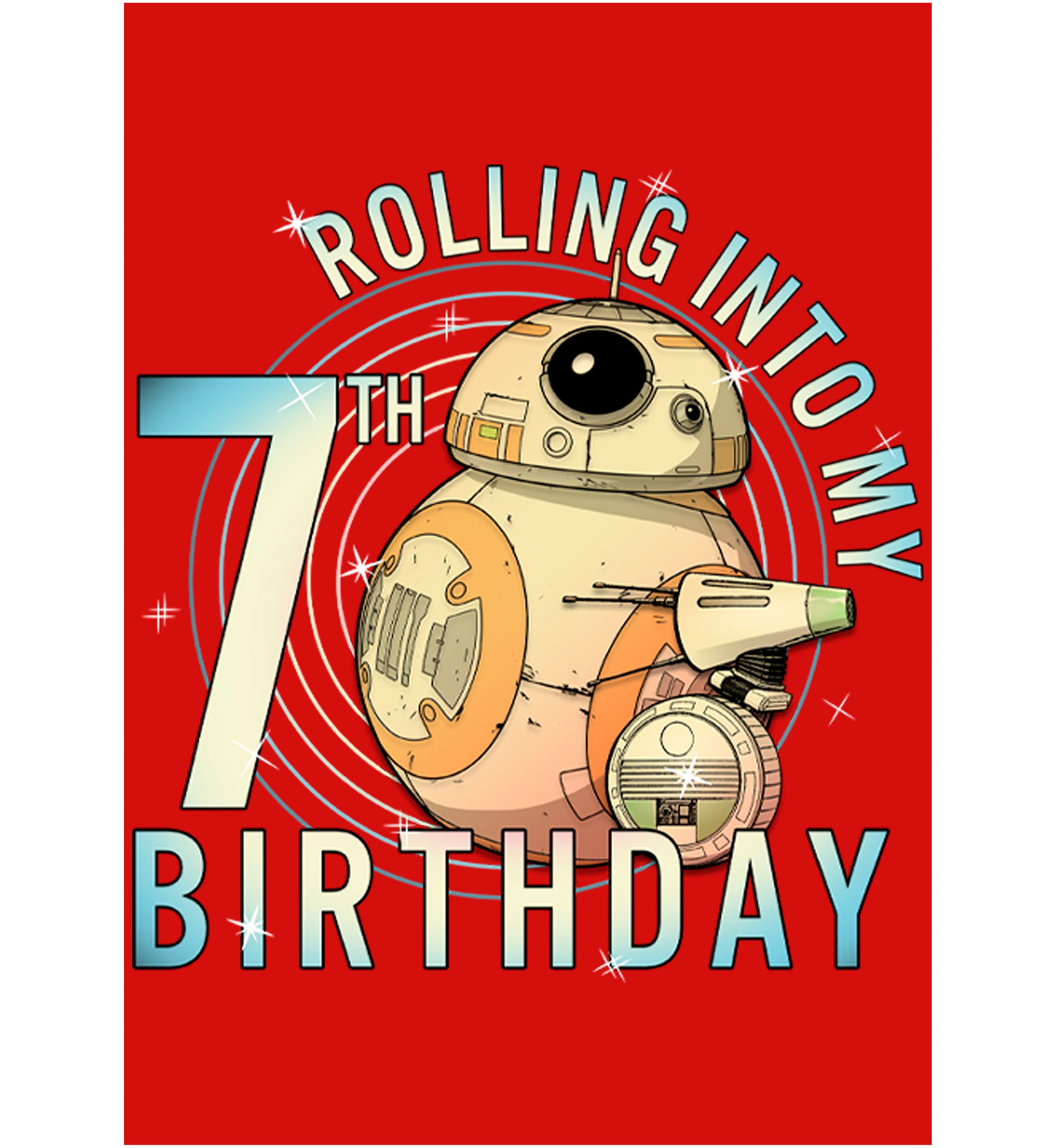Girls 46x Star Wars Rolling Into My 7th Birthday Graphic Top
