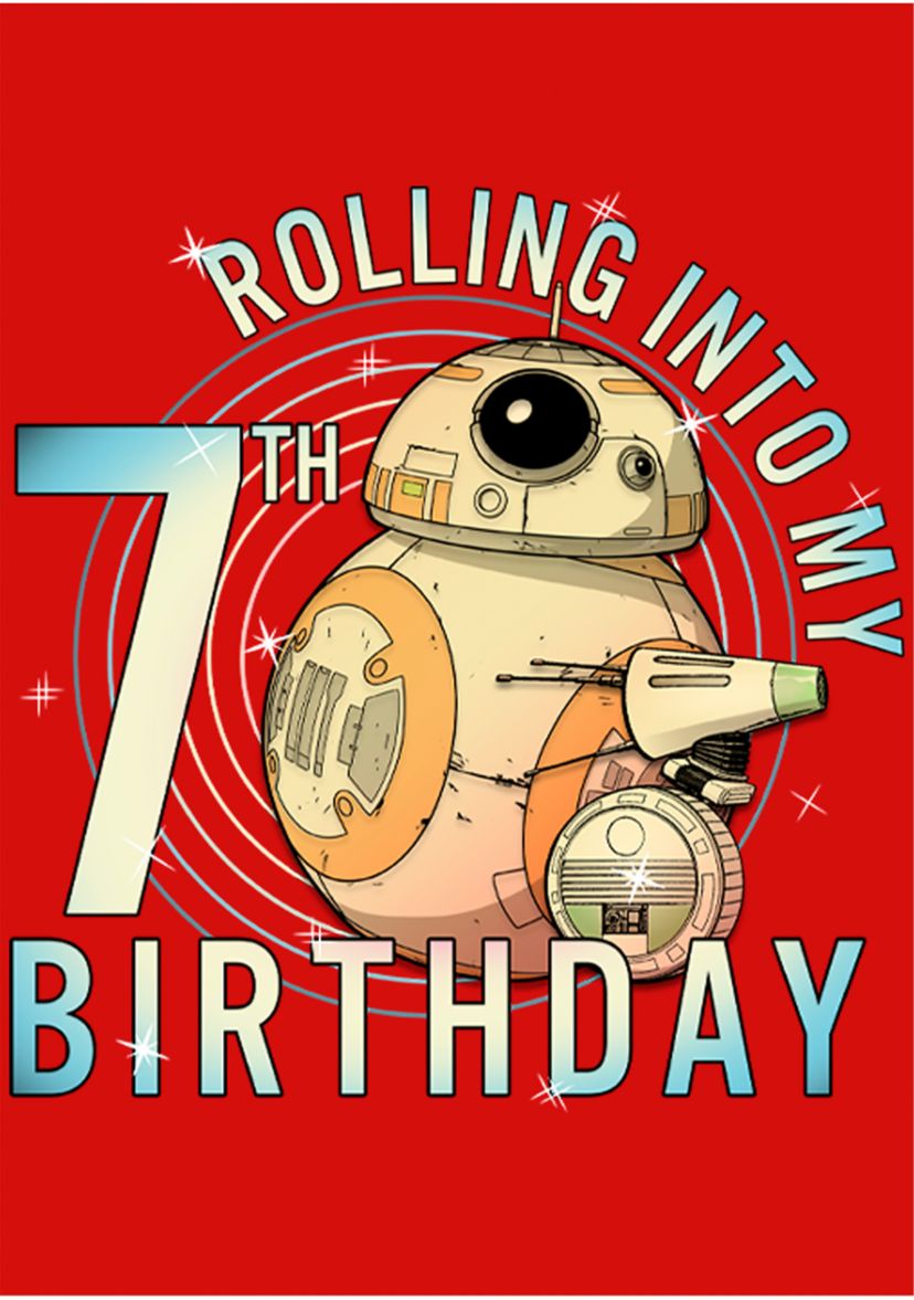 Girls 46x Star Wars Rolling Into My 7th Birthday Graphic Top