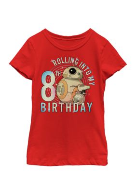 FIFA Girls 46x Star Wars Rolling Into My 8th Birthday Graphic Top, Red -  0195156898271
