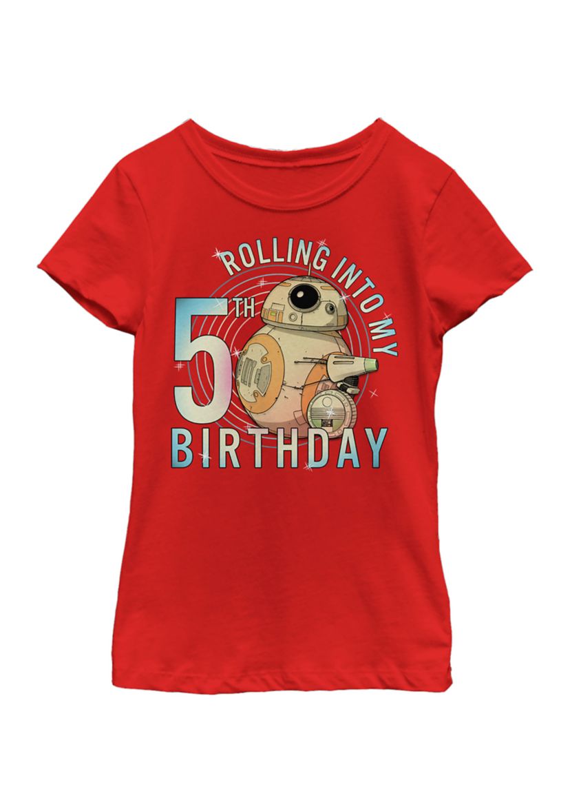 Girls 46x Star Wars Rolling Into My 5th Birthday Graphic Top