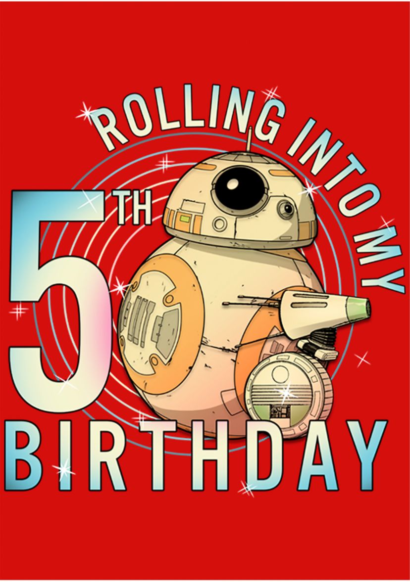 Girls 46x Star Wars Rolling Into My 5th Birthday Graphic Top