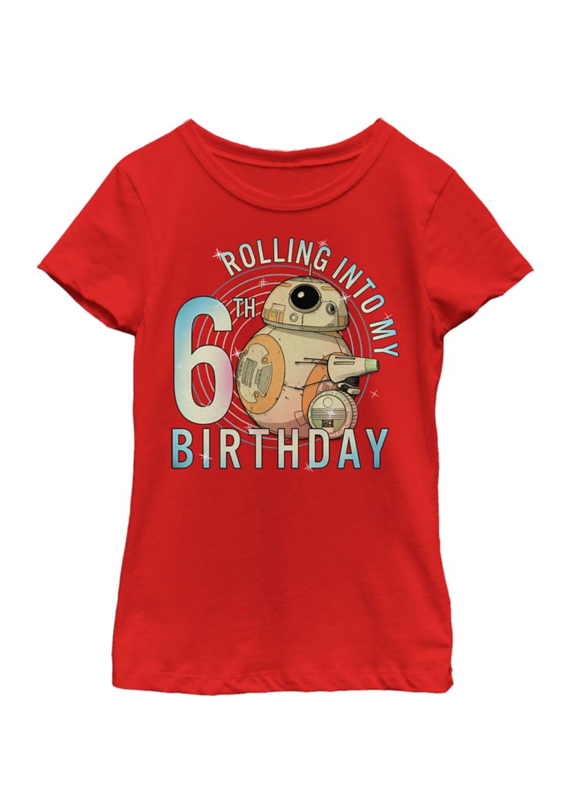 Girls 46x Star Wars Rolling Into My 6th Birthday Graphic Top