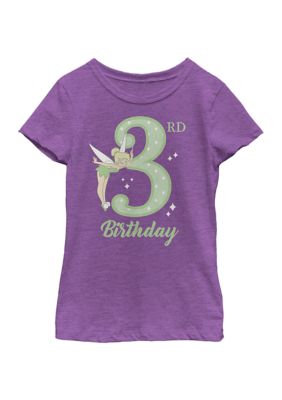 Disney Girls 4-6x Tink 3rd Birthday Graphic T-Shirt, Purple, Large