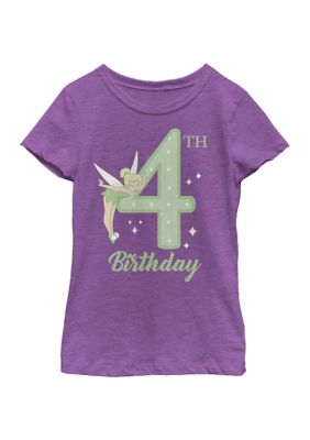 Disney Girls 4-6x Tink 4th Birthday Graphic T-Shirt, Purple, X-Large