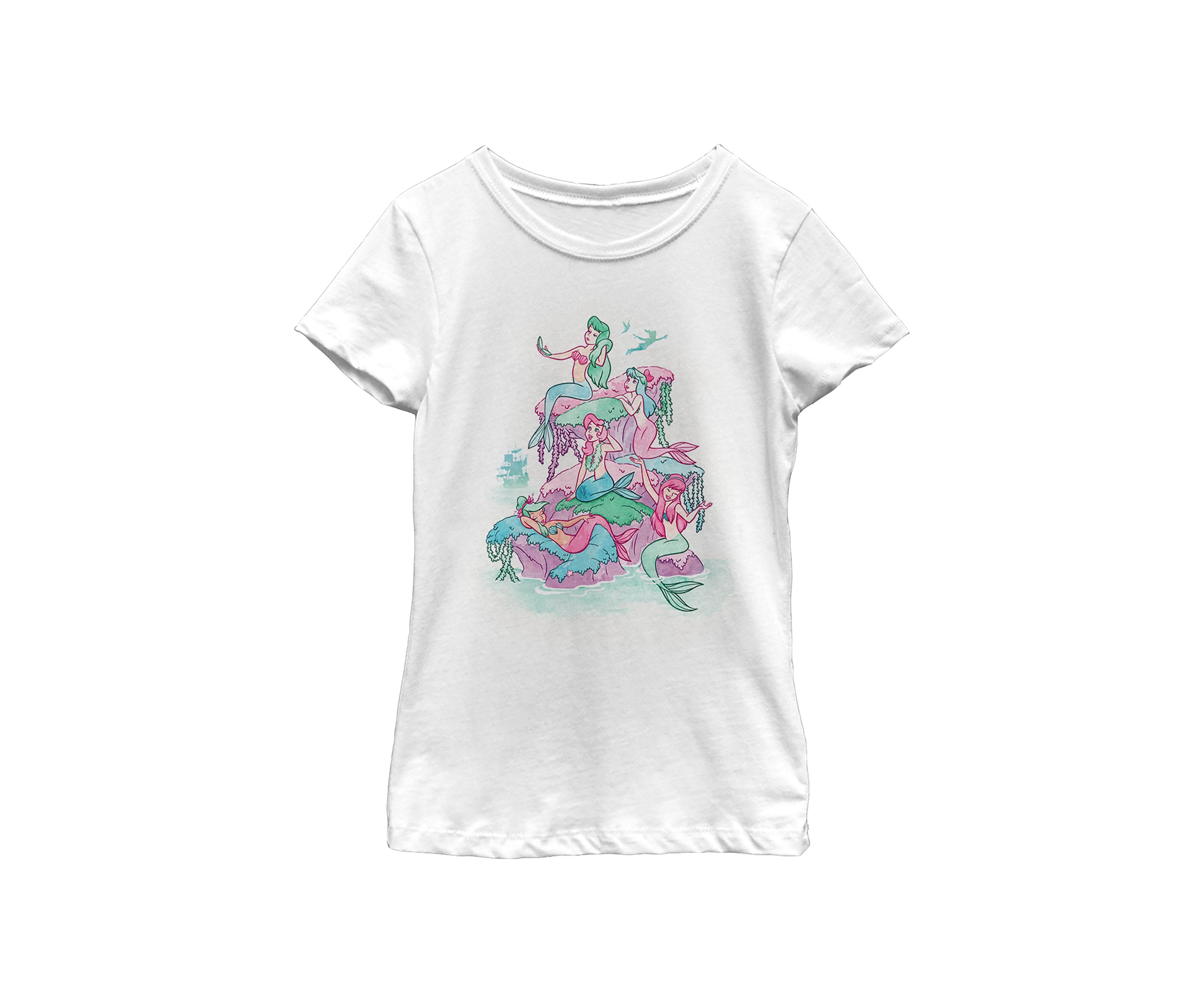  Girls 7-16 Watercolor Mermaids Graphic T-Shirt 
