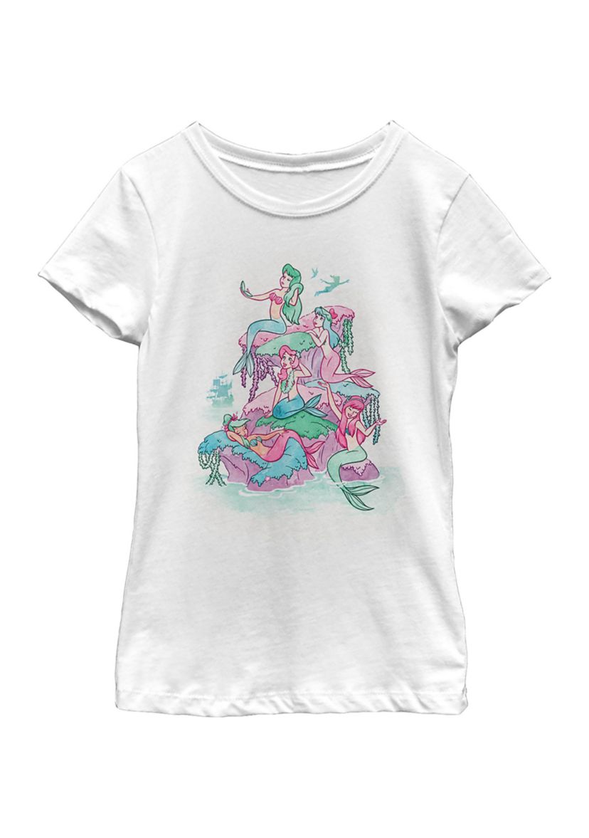  Girls 7-16 Watercolor Mermaids Graphic T-Shirt 