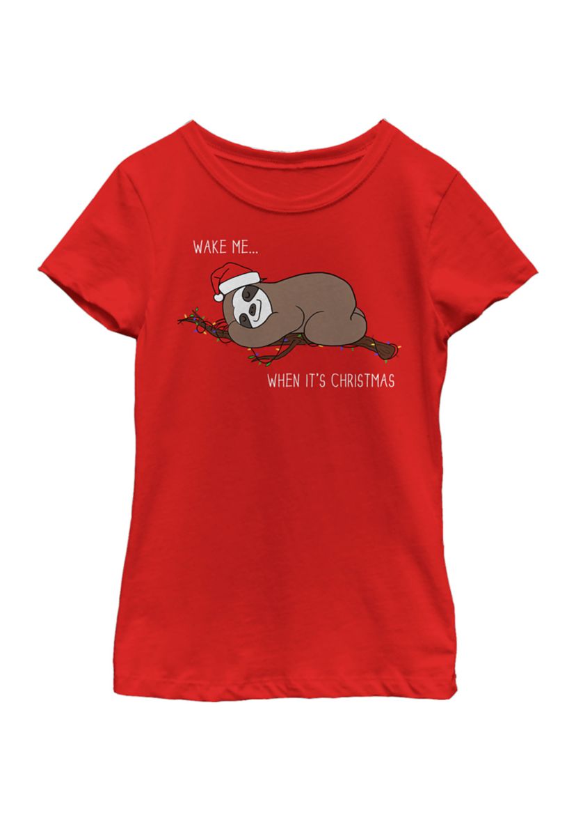 Girls 4-6x Sloth Christmas T-Shirt