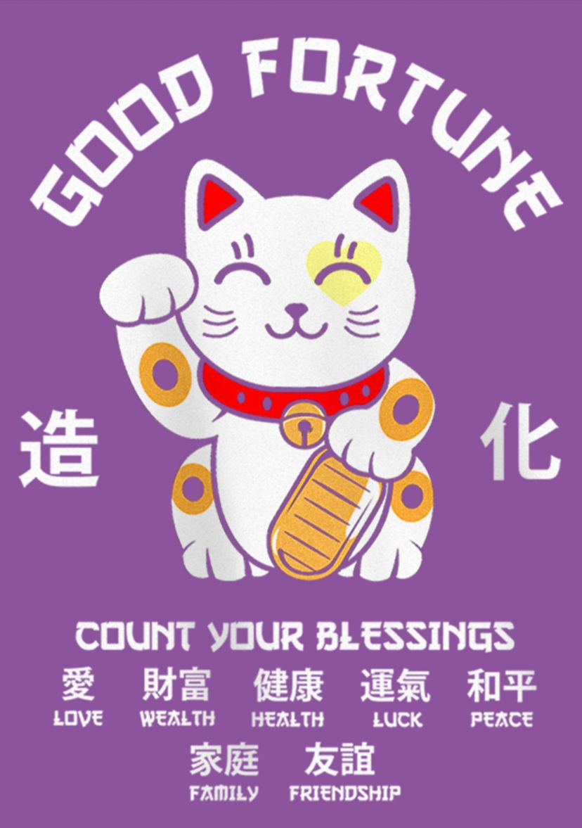 Lucky Cat Fortunes Graphic T-Shirt