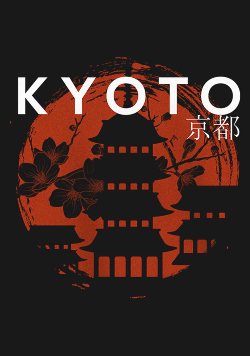 Kyoto Red Sun Brush Graphic T-Shirt