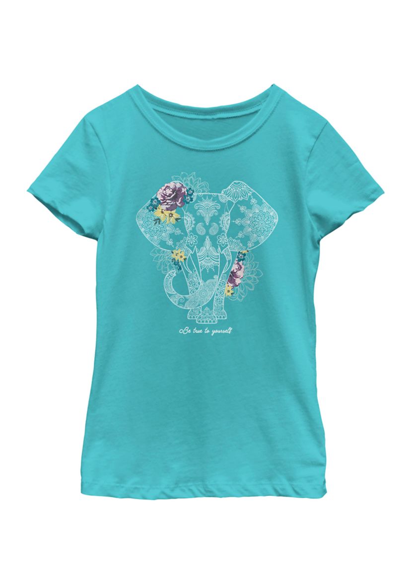 Ornate True Floral Elephant Graphic T-Shirt