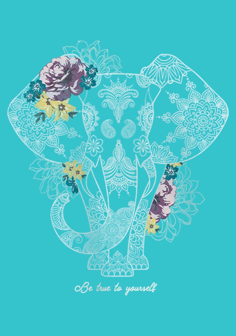 Ornate True Floral Elephant Graphic T-Shirt