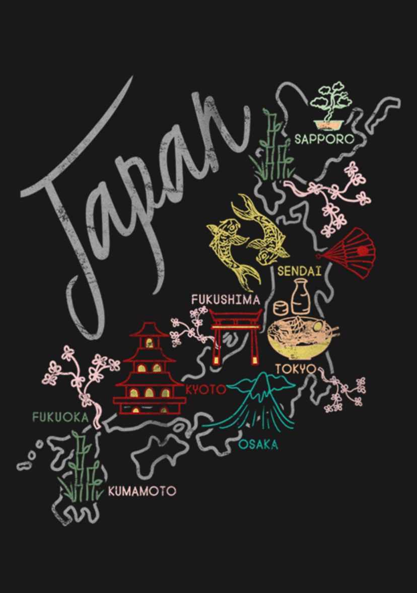 Japan Map Graphic T-Shirt
