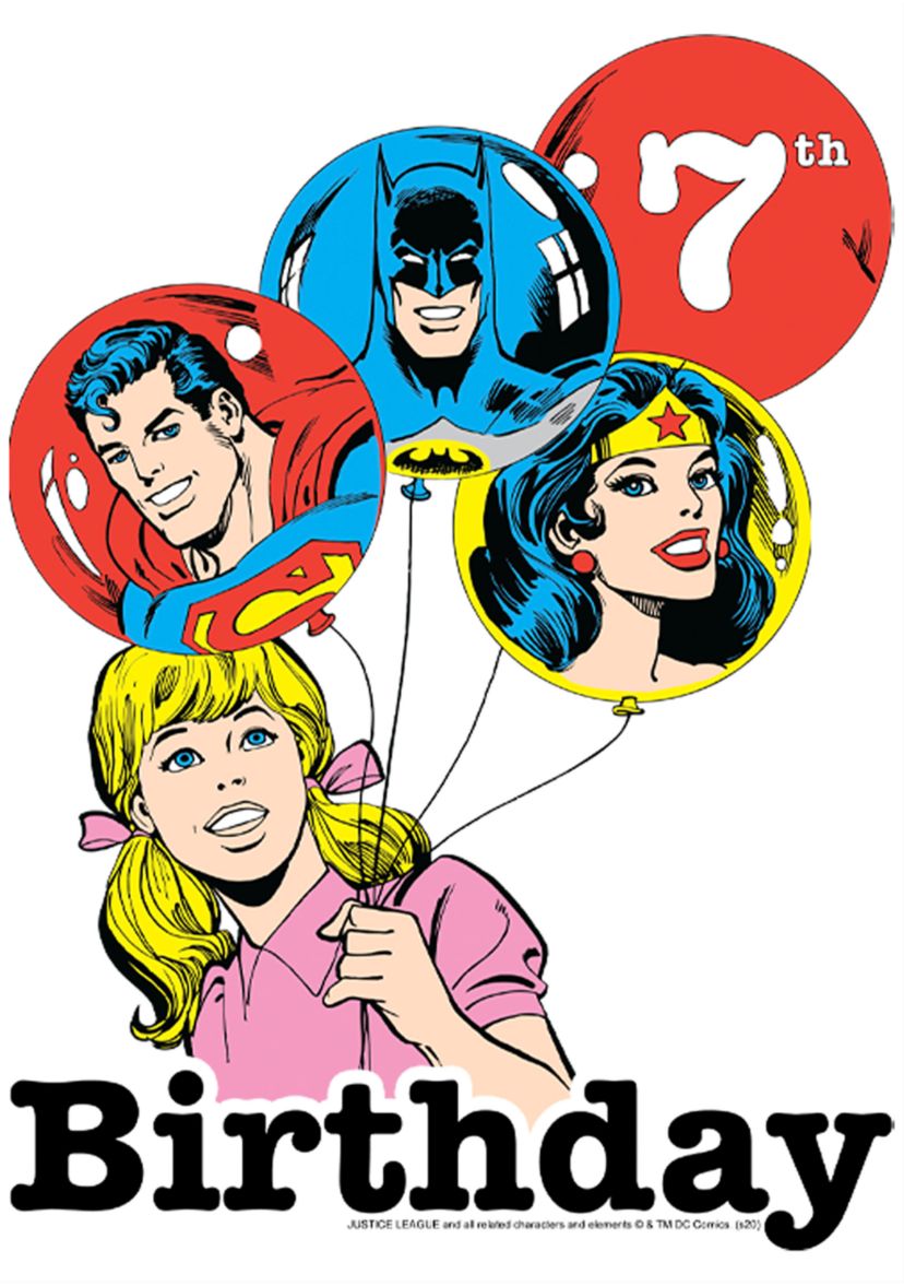 Girls 46x Justice League Hero Balloon 7th Graphic Top