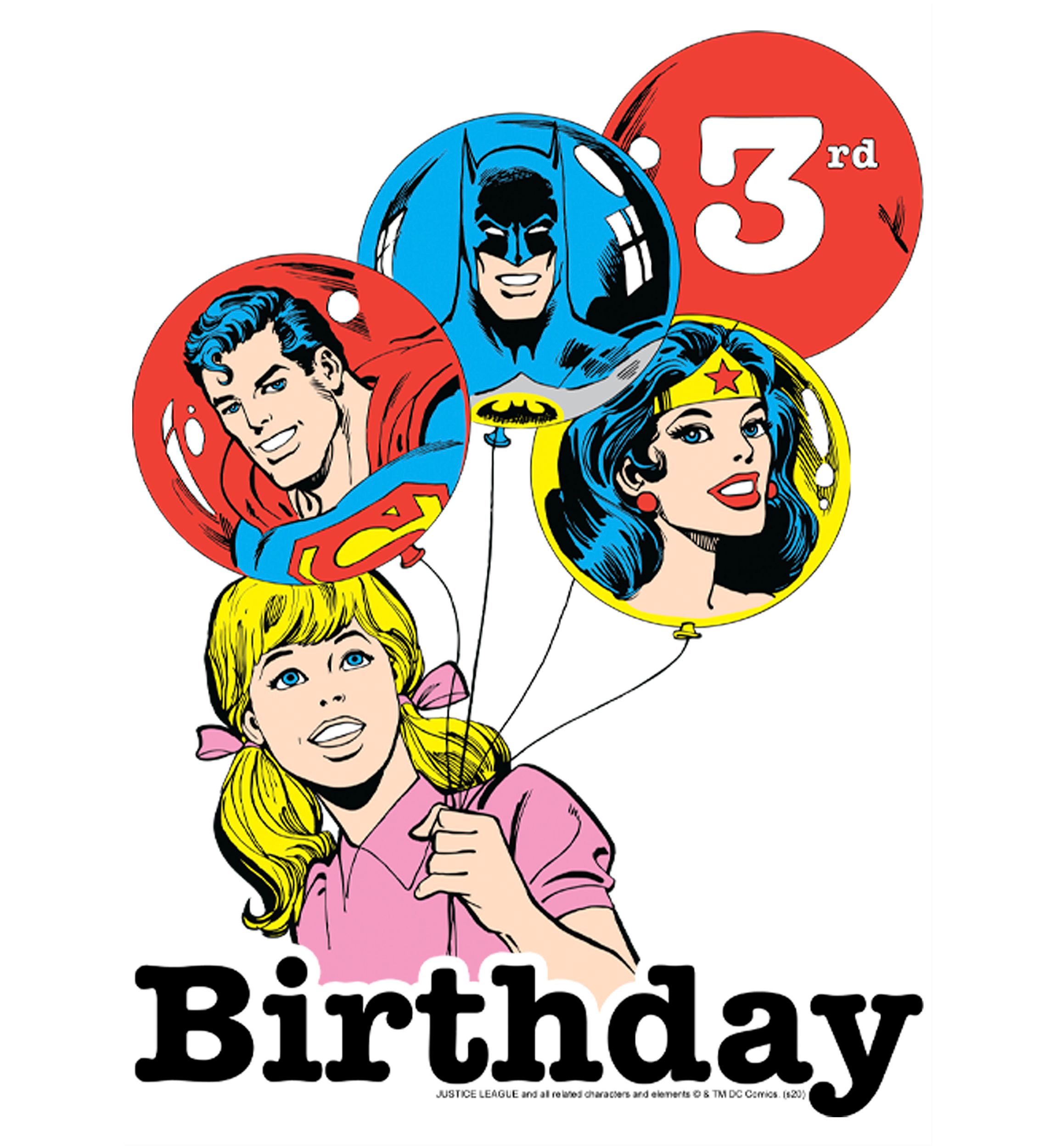 Girls 46x Justice League Hero Balloon 3rd Graphic Top